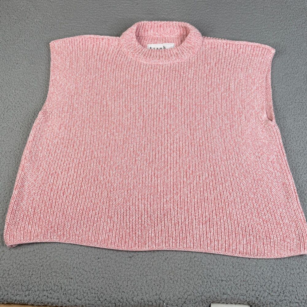 FRANK & EILEEN Montecito Sweater M Pink Relaxed Ribbed Cotton Chunky Knit Vest